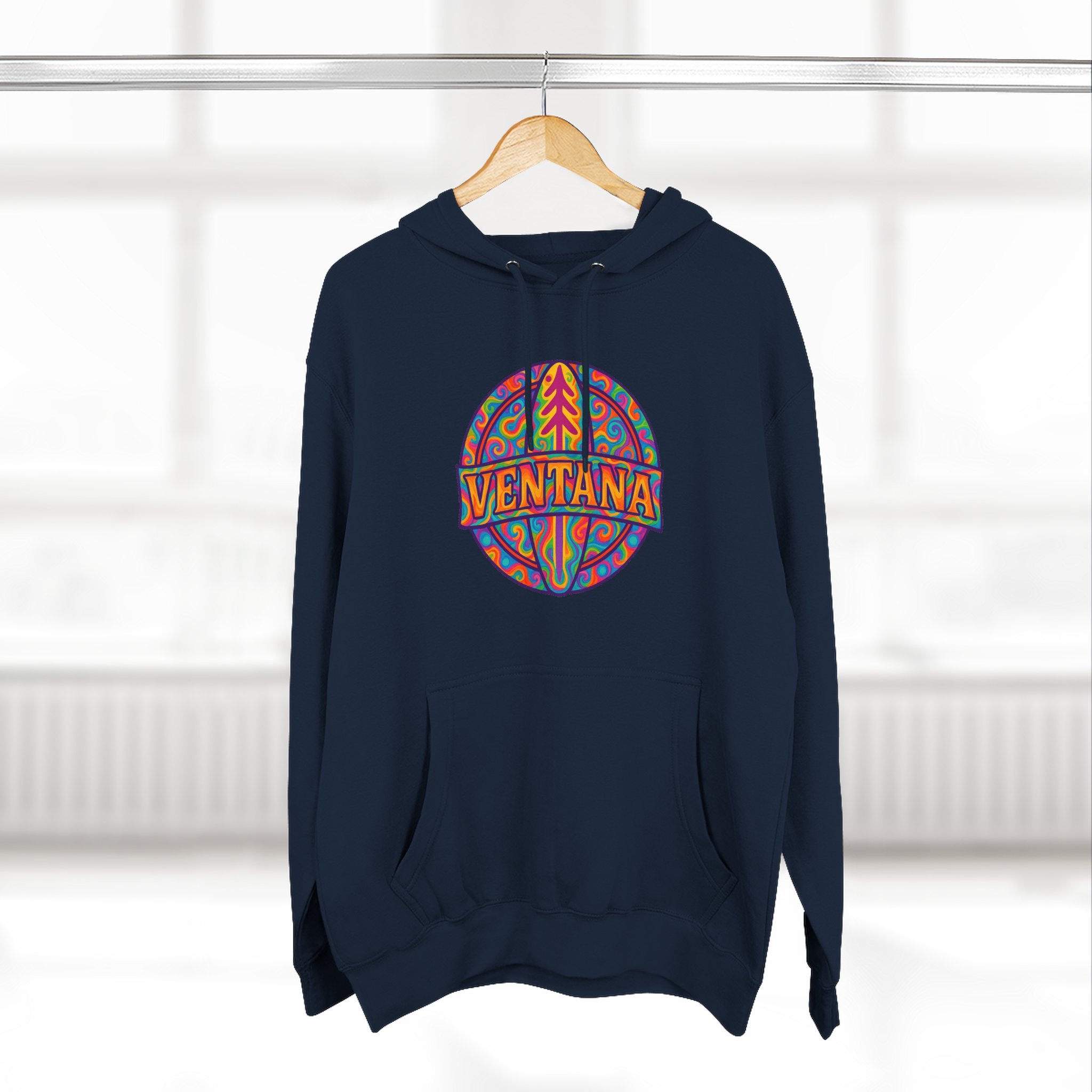 Ventana Psychedelic Treefish Logo Unisex - Pull-Over Cotton Blend Fleece Hoodie