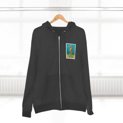 Seahorse Lotería Unisex - Zip Cotton Blend Fleece Hoodie (El Caballito del Mar)