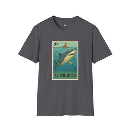 Shark Lotería Unisex - Soft Style U.S. Cotton T-Shirt (El Tiburón)