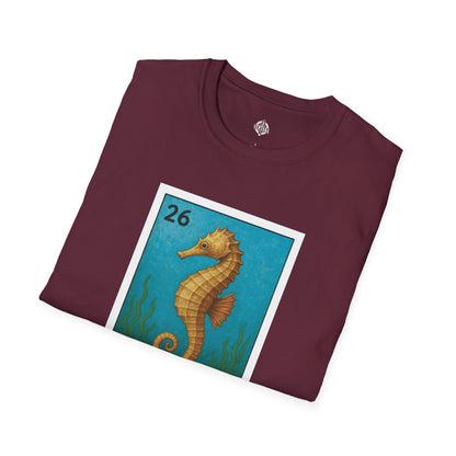 Seahorse Lotería Unisex - Soft Style U.S. Cotton T-Shirt (El Caballito del Mar)