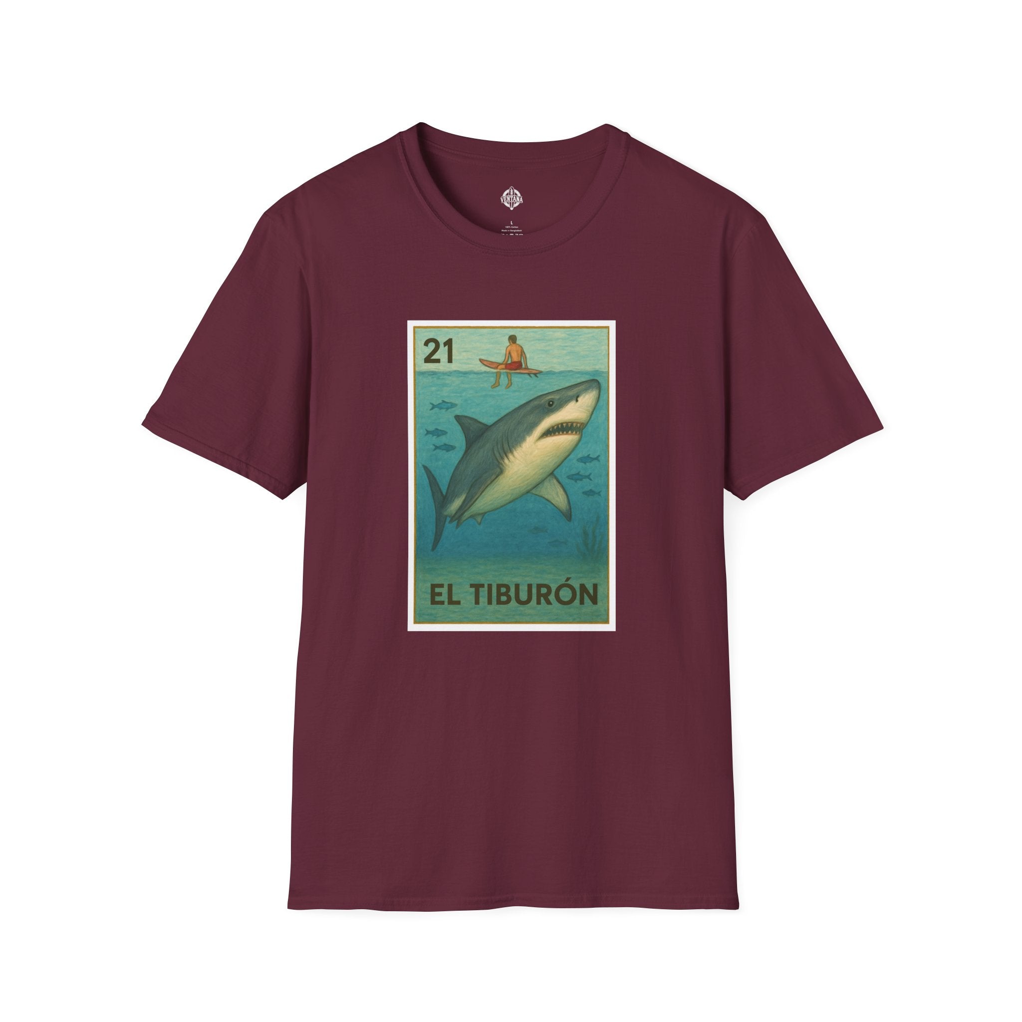 Shark Lotería Unisex - Soft Style U.S. Cotton T-Shirt (El Tiburón)
