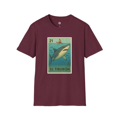 Shark Lotería Unisex - Soft Style U.S. Cotton T-Shirt (El Tiburón)