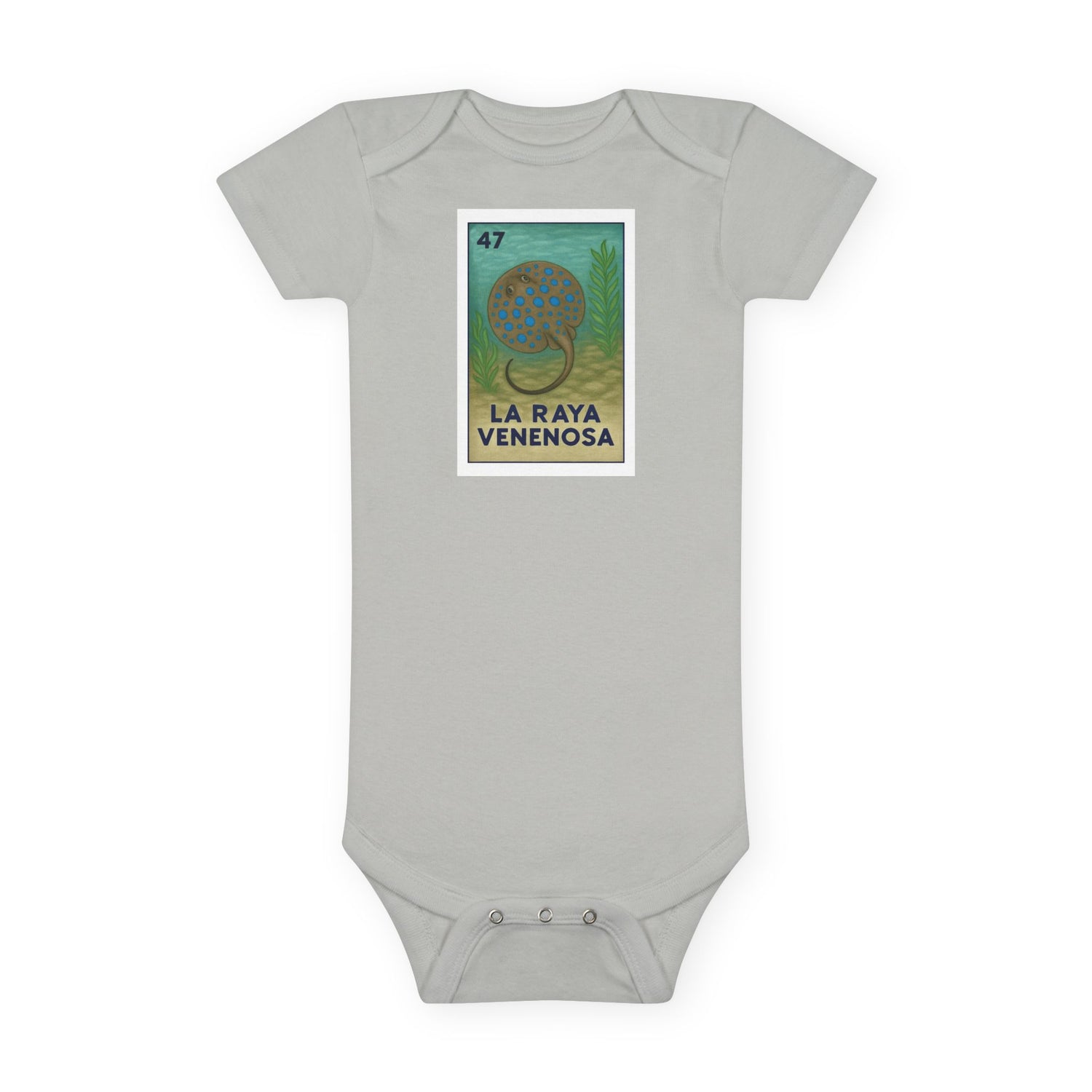 Stingray Lotería - Baby Short Sleeve 100% Cotton Onesie (La Raya Venenosa)