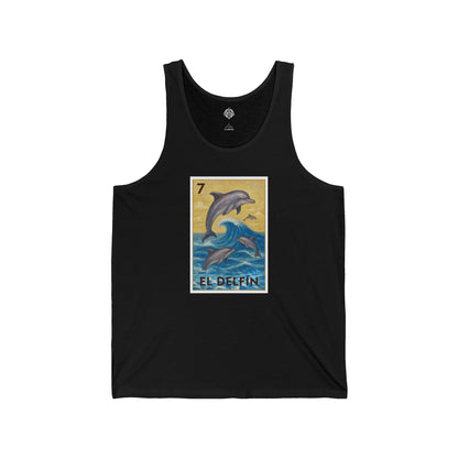 Dolphin Lotería - Cotton Jersey Tank Top Unisex (El Delfín)