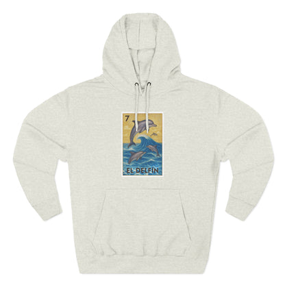 Dolphin Lotería Unisex - Pull-Over Cotton Blend Fleece Hoodie (El Delfín)