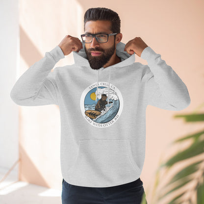 Surf with Otter 841 by Thiago Bianchini Unisex - Pull-Over Cotton Blend Fleece Hoodie
