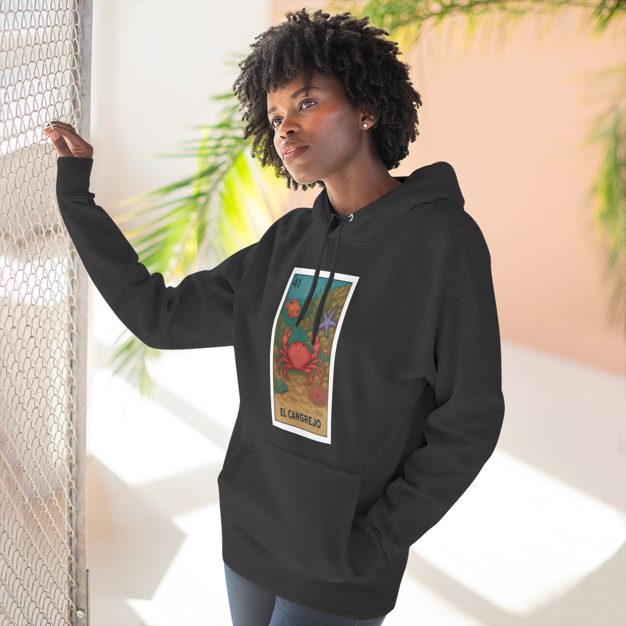 Crab Lotería Unisex - Pull-Over Cotton Blend Fleece Hoodie (El Cangrejo)