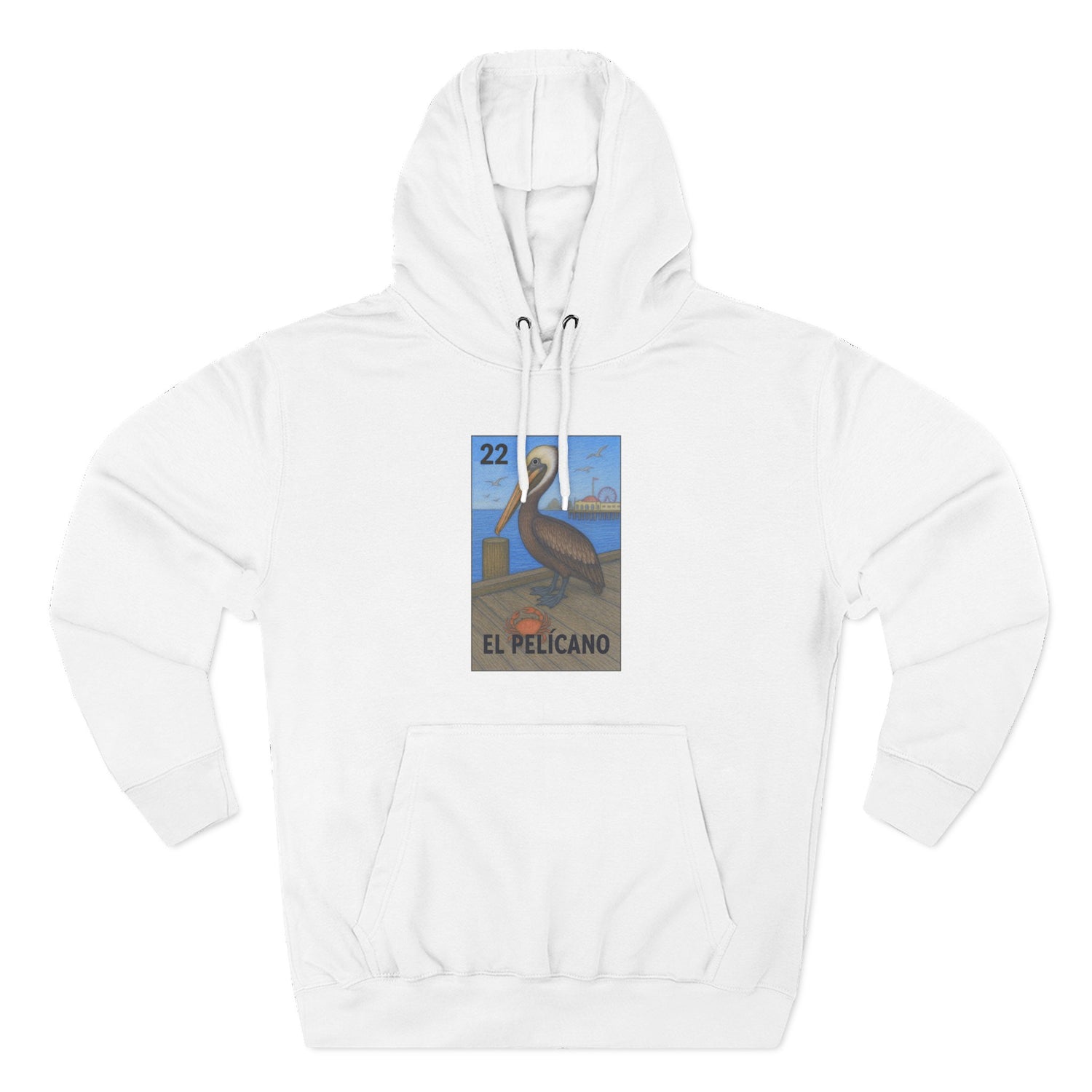 Pelican Lotería Unisex - Pull-Over Cotton Blend Fleece Hoodie (El Pelícano)