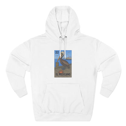 Pelican Lotería Unisex - Pull-Over Cotton Blend Fleece Hoodie (El Pelícano)