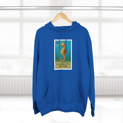 Seahorse Lotería Unisex - Pull-Over Cotton Blend Fleece Hoodie (El Caballito del Mar)