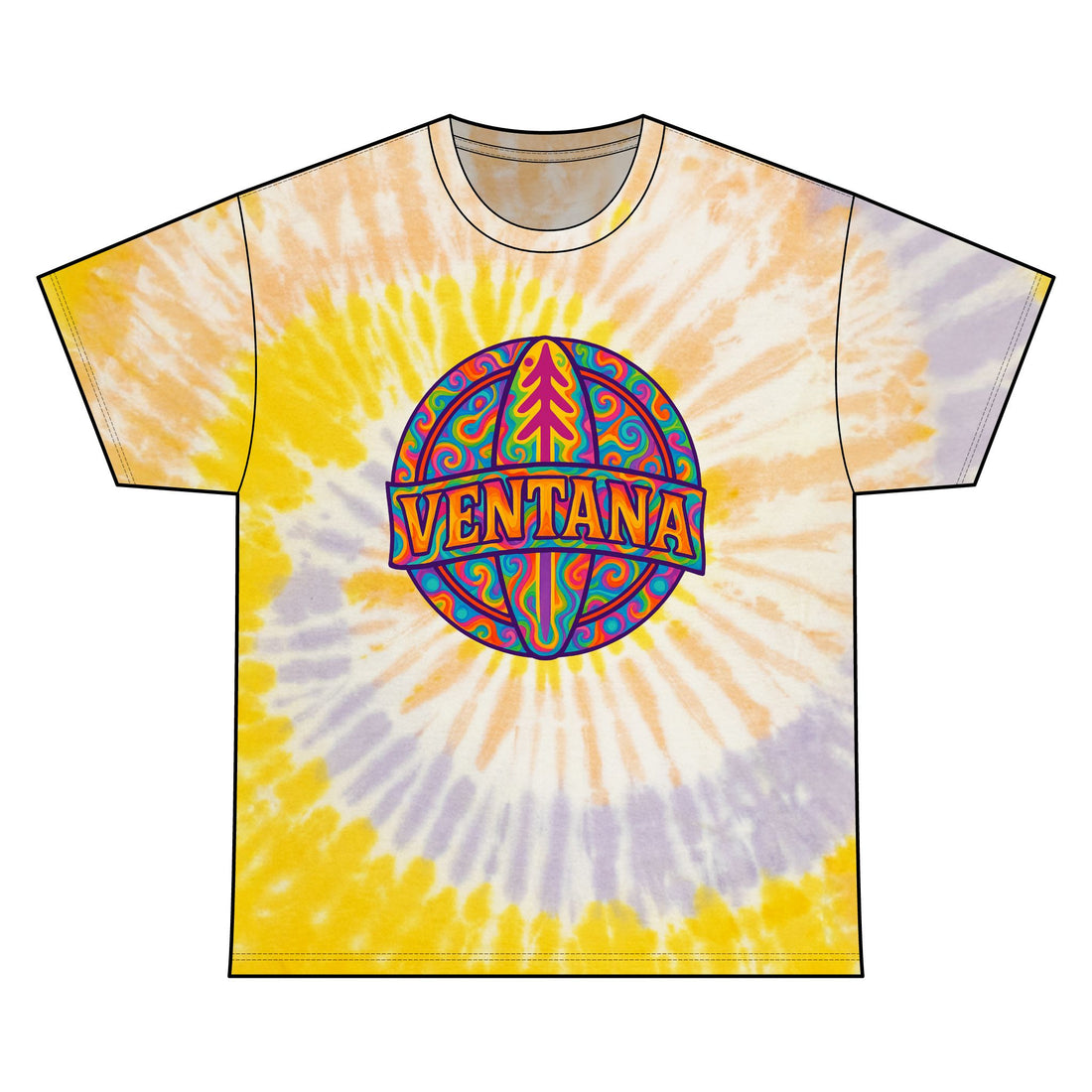 Ventana Psychedelic Treefish Logo Tie Dye Unisex - 100% Cotton T-Shirt