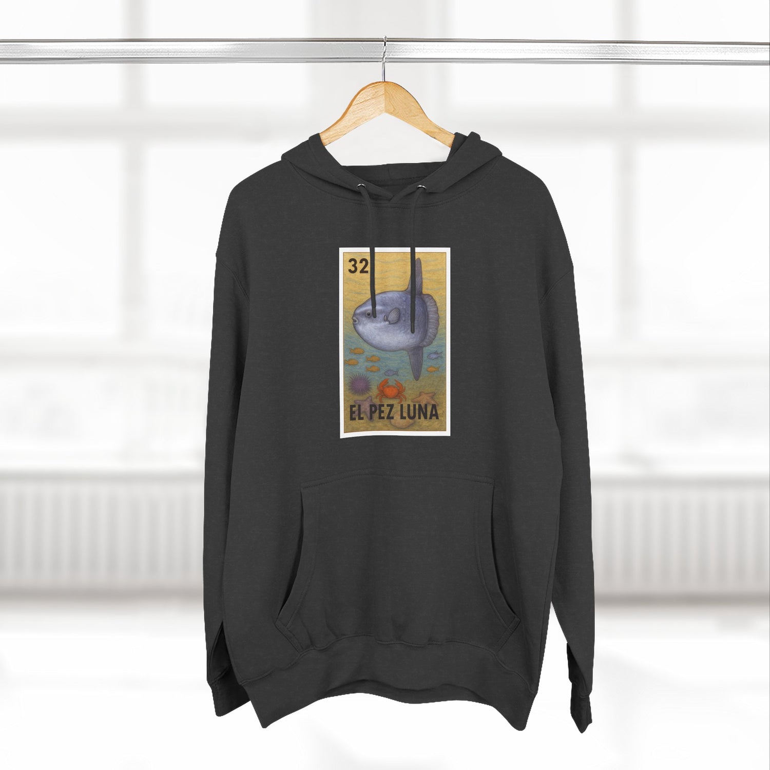Sunfish Lotería Unisex - Pull-Over Cotton Blend Fleece Hoodie (El Pez Luna)