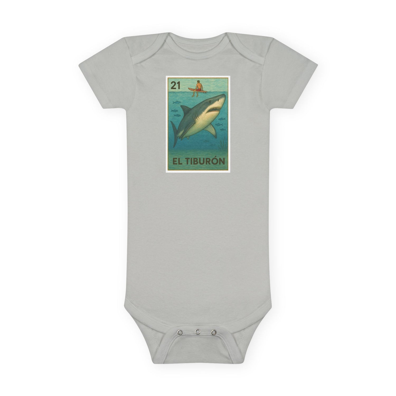 Shark Lotería - Baby Short Sleeve 100% Cotton Onesie (El Tiburón)