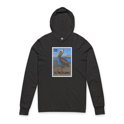 Pelican Lotería Unisex - Cotton Hooded Long Sleeve Hooded T-Shirt (El Pelícano)