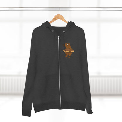 Capybara Surfer Unisex - Zip Cotton Blend Fleece Hoodie