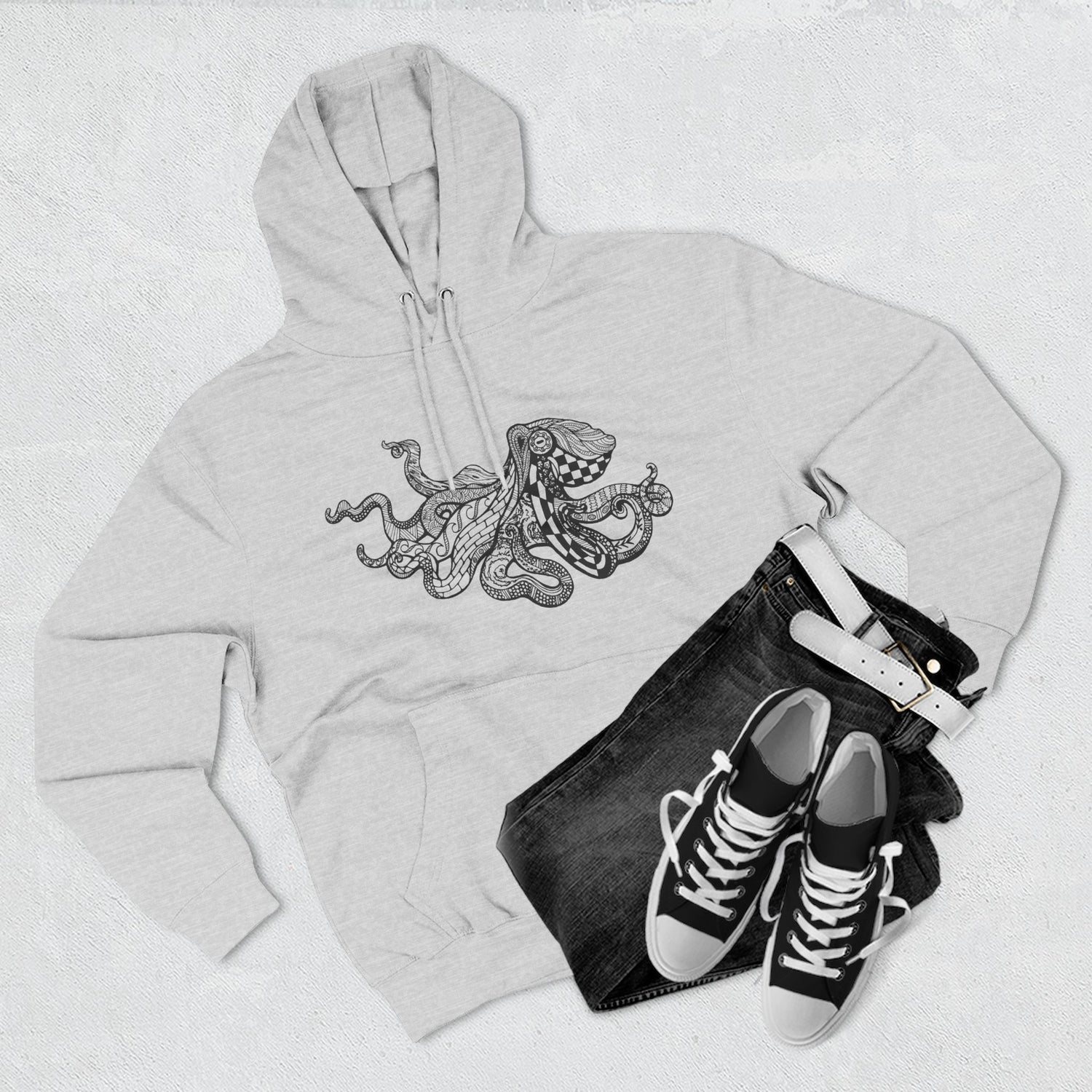 Ventangle Octopus Unisex - Pull-Over Cotton Blend Fleece Hoodie