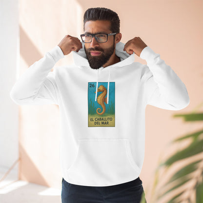 Seahorse Lotería Unisex - Pull-Over Cotton Blend Fleece Hoodie (El Caballito del Mar)
