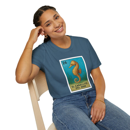 Seahorse Lotería Unisex - Soft Style U.S. Cotton T-Shirt (El Caballito del Mar)