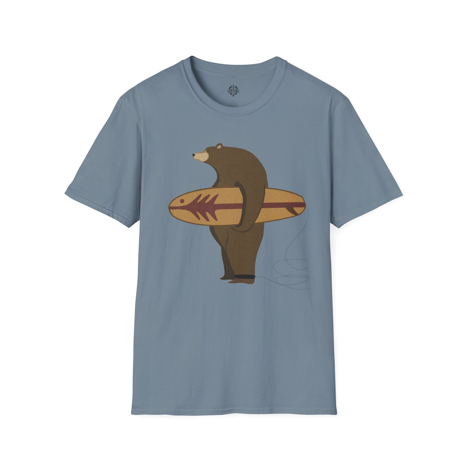 Surfing Grizzly Bear by Fabian Lavater Unisex - Soft Style U.S. Cotton T-Shirt