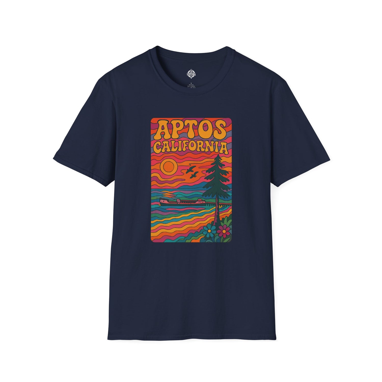 Aptos California Psychedelic Unisex - U.S. Cotton T-Shirt