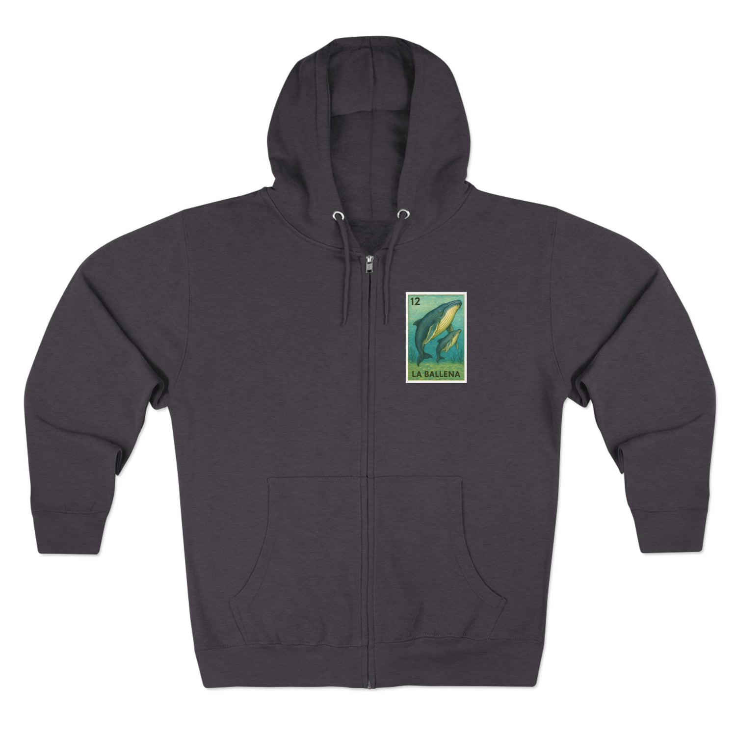 Whale Lotería Unisex - Zip Cotton Blend Fleece Hoodie (La Ballena)