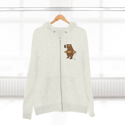 Capybara Surfer Unisex - Zip Cotton Blend Fleece Hoodie
