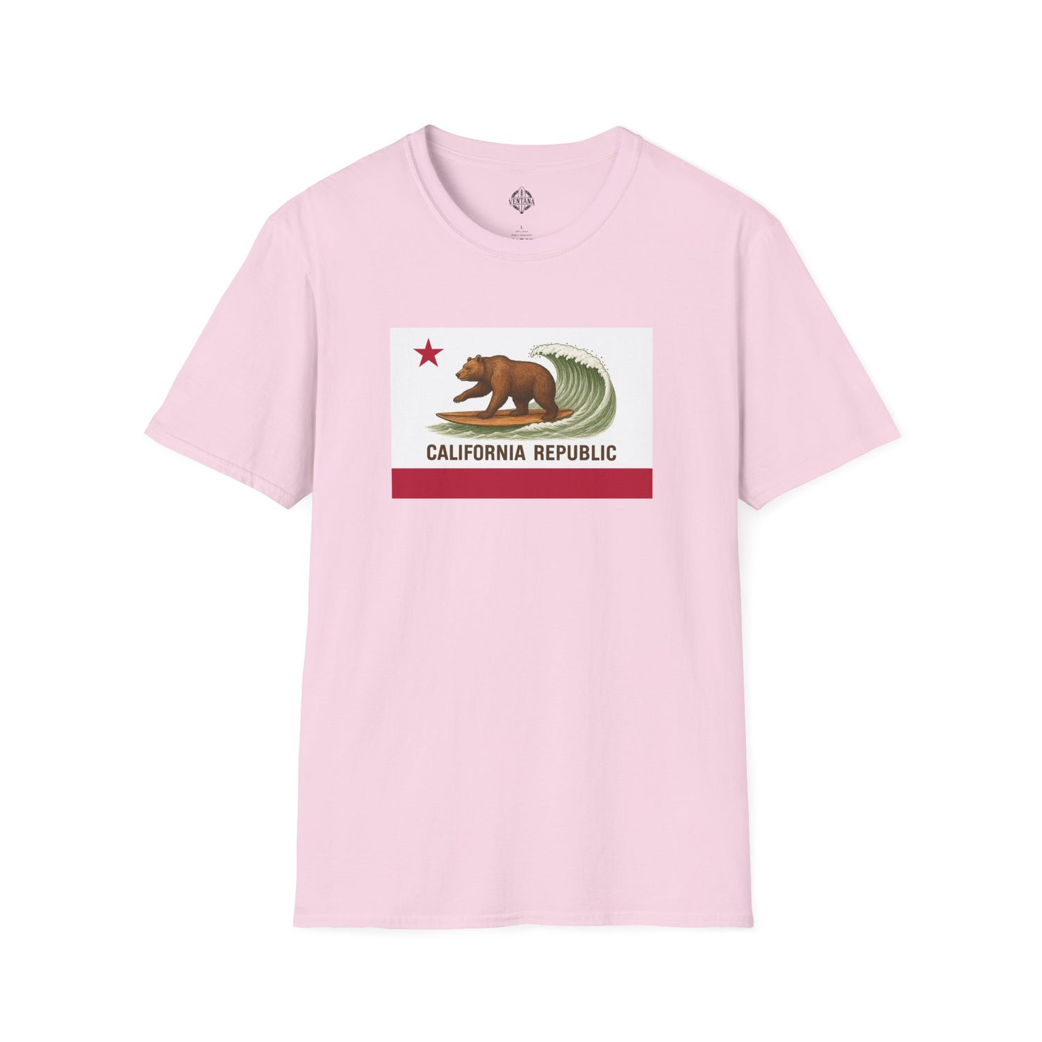 California Surfing Bear Flag Unisex - Soft Style U.S. Cotton T-Shirt