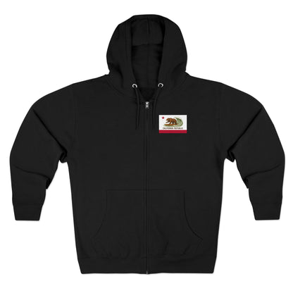 California Surfing Bear Flag Unisex - Zip Cotton Blend Fleece Hoodie