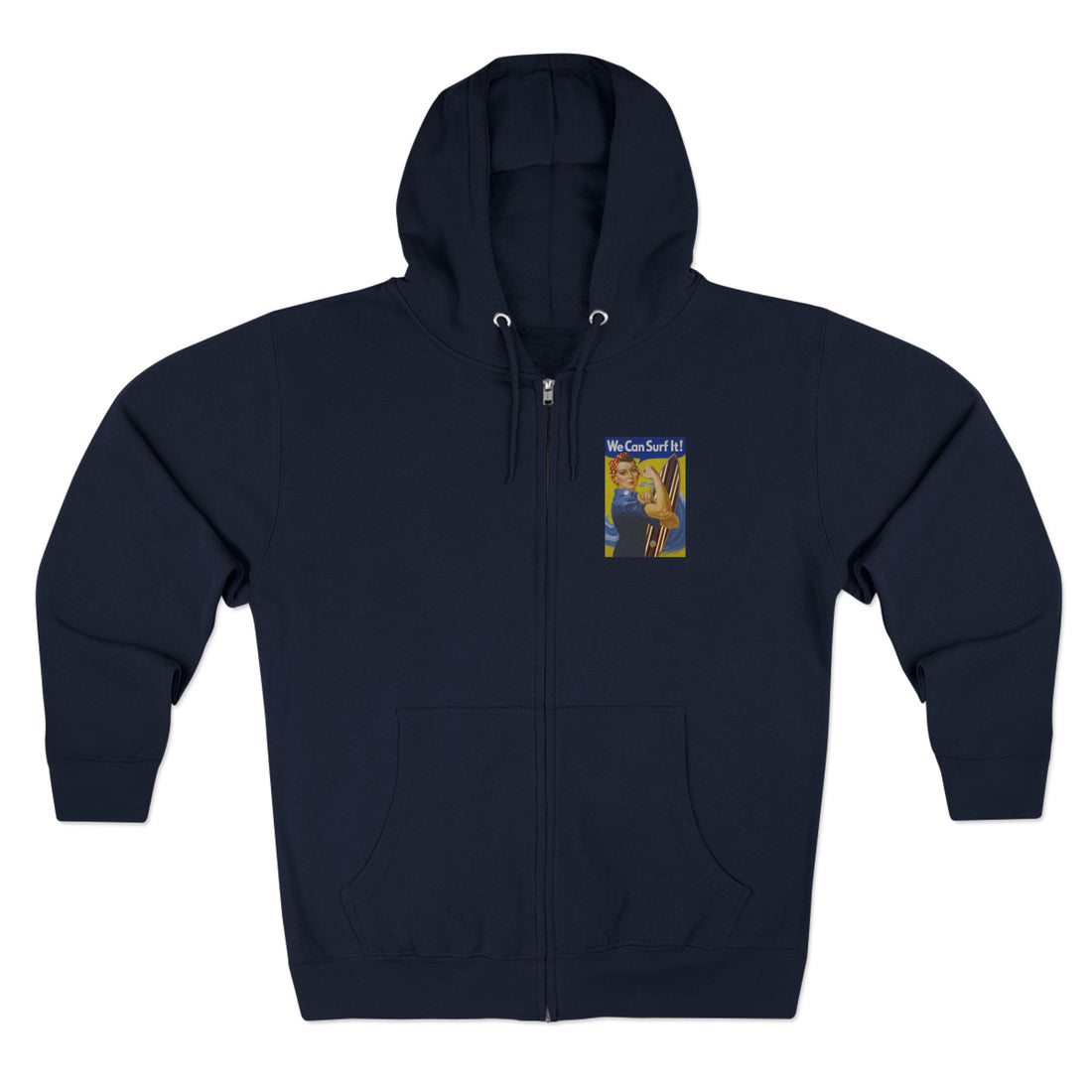 Rosie the Surfer Unisex - Zip Cotton Blend Fleece Hoodie