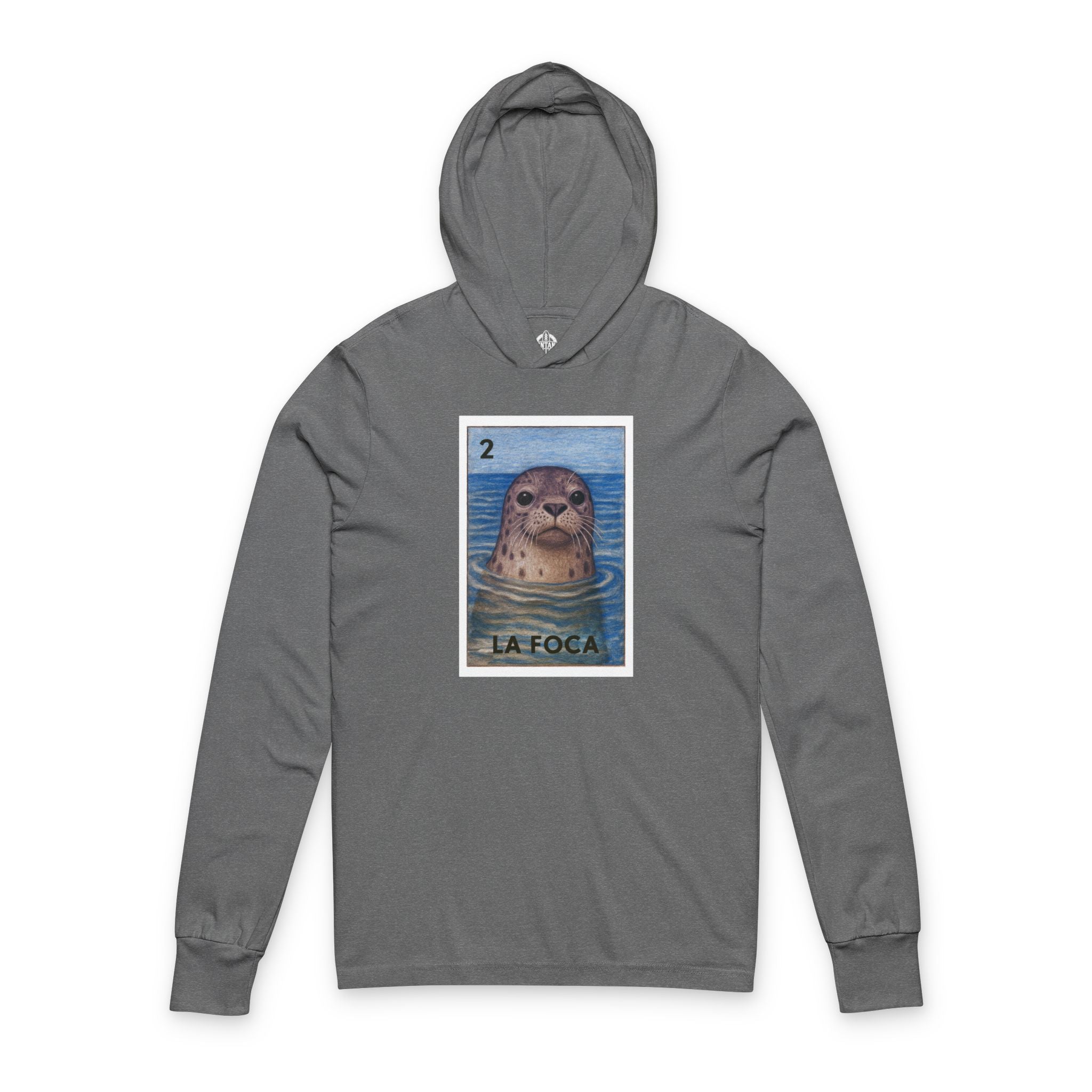 Seal Lotería Unisex - Cotton Hooded Long Sleeve Hooded T-Shirt (La Foca)