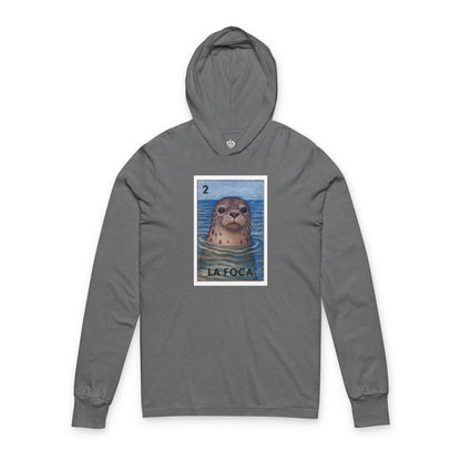 Seal Lotería Unisex - Cotton Hooded Long Sleeve Hooded T-Shirt (La Foca)