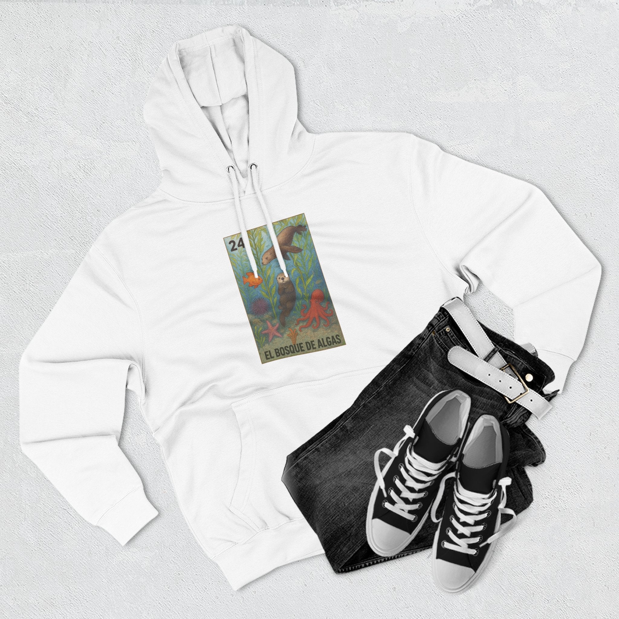Kelp Forest Lotería Unisex - Pull-Over Cotton Blend Fleece Hoodie (El Bosque de Algas)