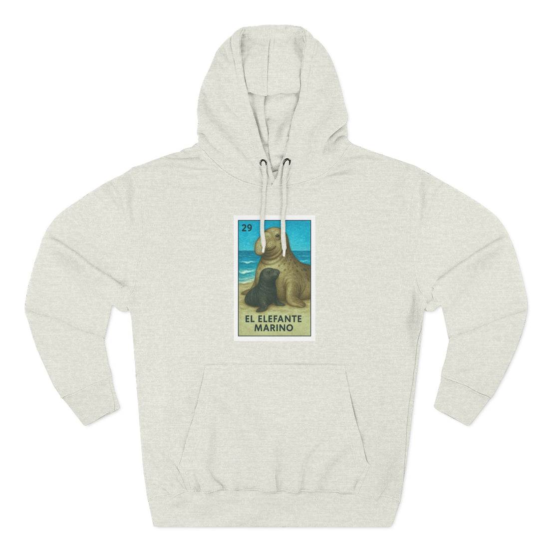 Elephant Seal Lotería Unisex - Pull-Over Cotton Blend Fleece Hoodie (El Elefanto Marino)