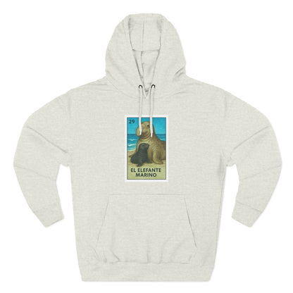 Elephant Seal Lotería Unisex - Pull-Over Cotton Blend Fleece Hoodie (El Elefanto Marino)