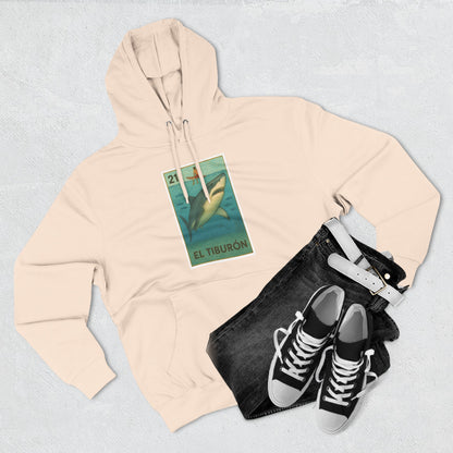 Shark Lotería Unisex - Pull-Over Cotton Blend Fleece Hoodie (El Tiburón)