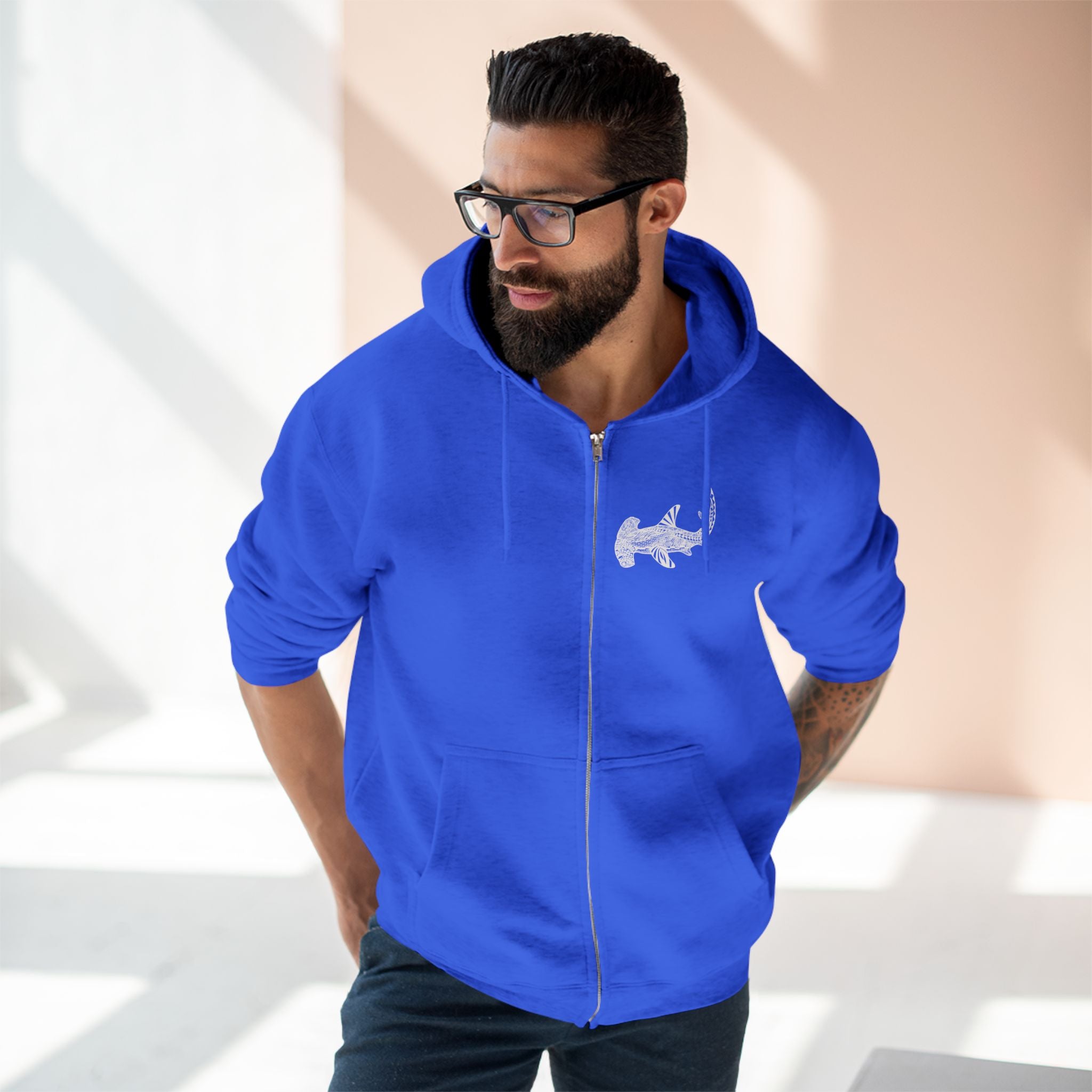 Ventangle Hammerhead Unisex - Zip Cotton Blend Fleece Hoodie