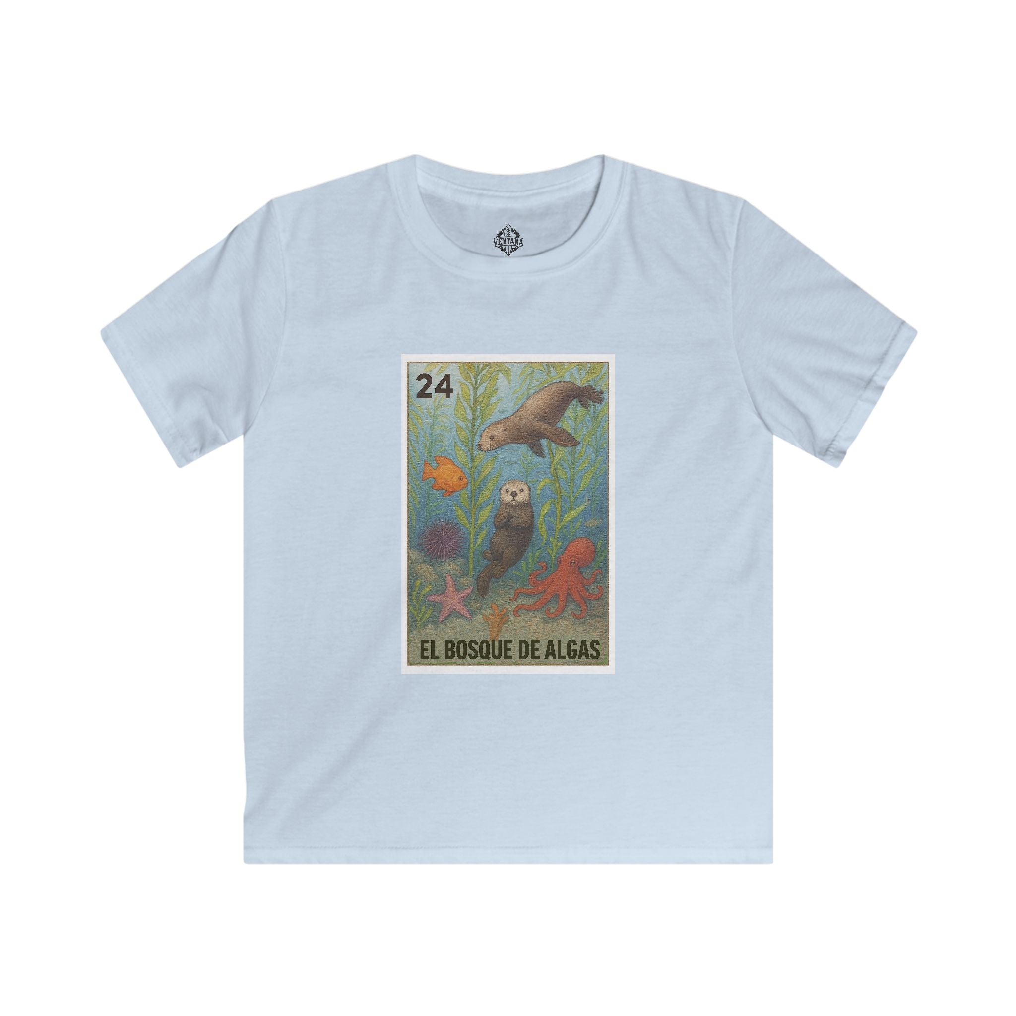 Kelp Forest Lotería Kids - Soft Style U.S. Cotton T-Shirt (El Bosque de Algas)