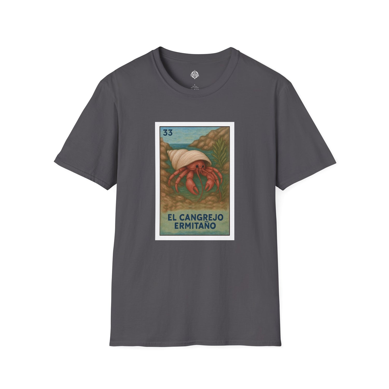 Hermit Crab Lotería Unisex - Soft Style U.S. Cotton T-Shirt (El Cangrejo Ermitaño)