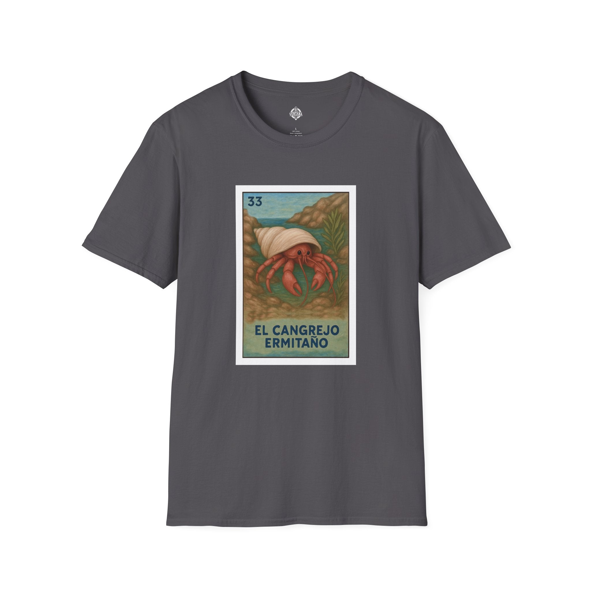 Hermit Crab Lotería Unisex - Soft Style U.S. Cotton T-Shirt (El Cangrejo Ermitaño)