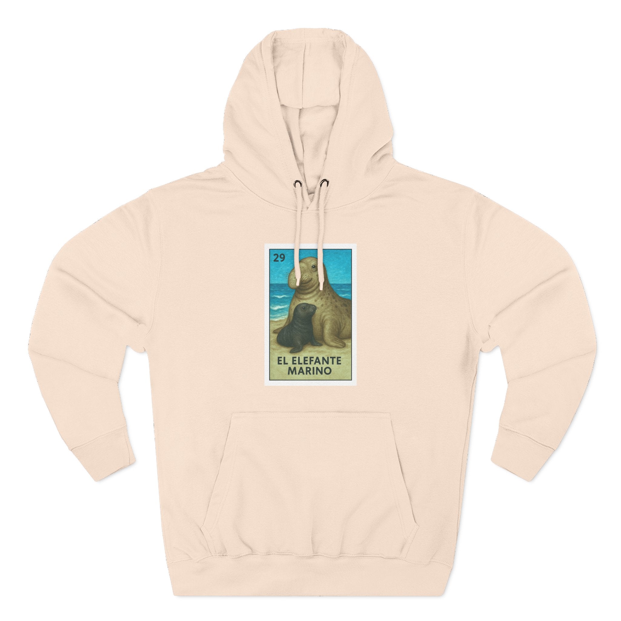 Elephant Seal Lotería Unisex - Pull-Over Cotton Blend Fleece Hoodie (El Elefanto Marino)