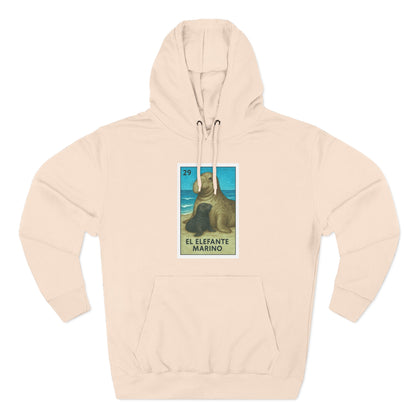 Elephant Seal Lotería Unisex - Pull-Over Cotton Blend Fleece Hoodie (El Elefanto Marino)