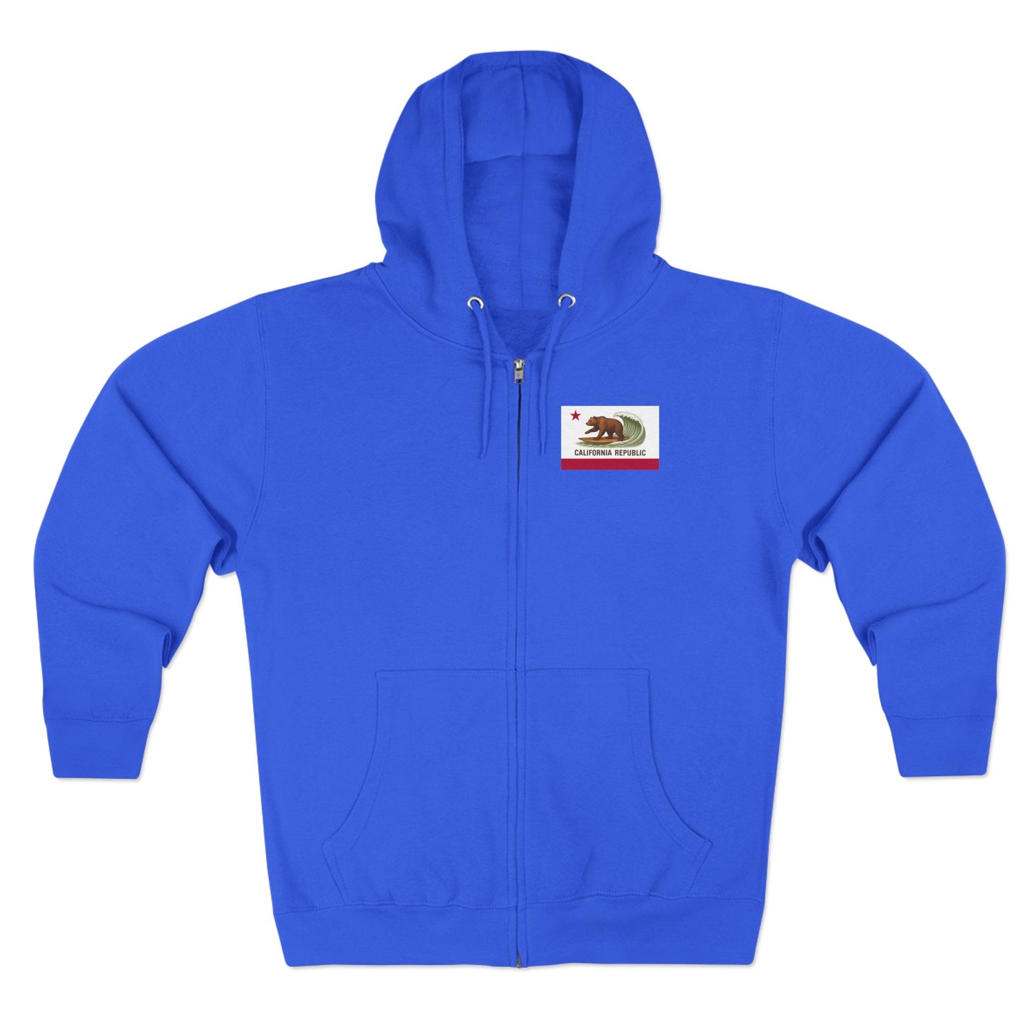 California Surfing Bear Flag Unisex - Zip Cotton Blend Fleece Hoodie