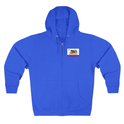 California Surfing Bear Flag Unisex - Zip Cotton Blend Fleece Hoodie