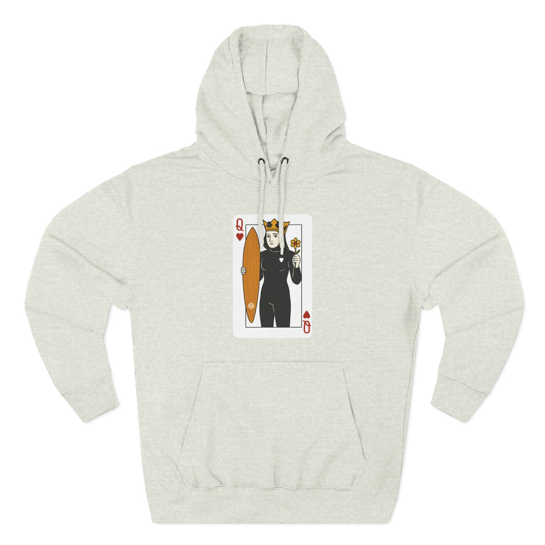 Queen of Hearts Surfer Unisex - Pull-Over Cotton Blend Fleece Hoodie