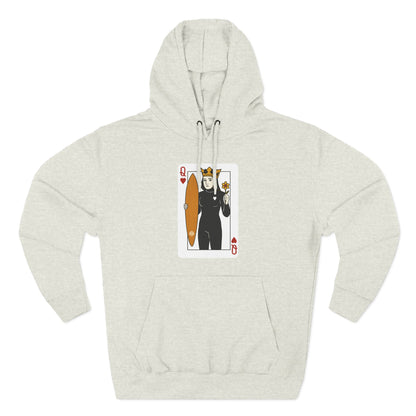 Queen of Hearts Surfer Unisex - Pull-Over Cotton Blend Fleece Hoodie