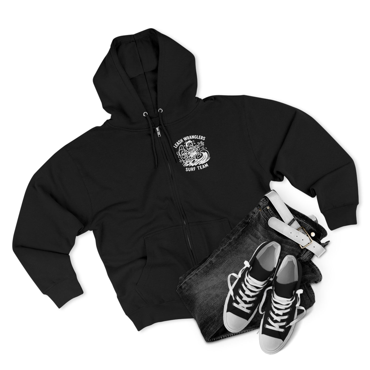 Leash Wranglers Surf Team Unisex - Zip Cotton Blend Fleece Hoodie