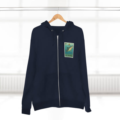 Shark Lotería Unisex - Zip Cotton Blend Fleece Hoodie (El Tiburón)