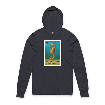 Seahorse Lotería Unisex - Cotton Hooded Long Sleeve Hooded T-Shirt (El Caballito del Mar)