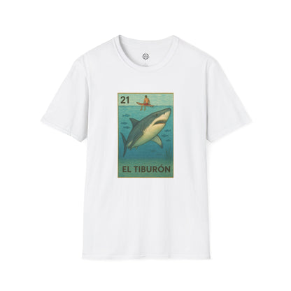 Shark Lotería Unisex - Soft Style U.S. Cotton T-Shirt (El Tiburón)
