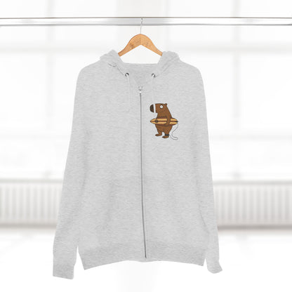 Capybara Surfer Unisex - Zip Cotton Blend Fleece Hoodie